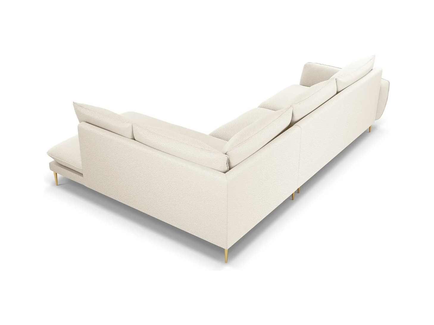 Cosmopolitan Design - Sofá de canto direito "Vienna" 6 lugares em tecido bouclé bege - 275x185x95cm