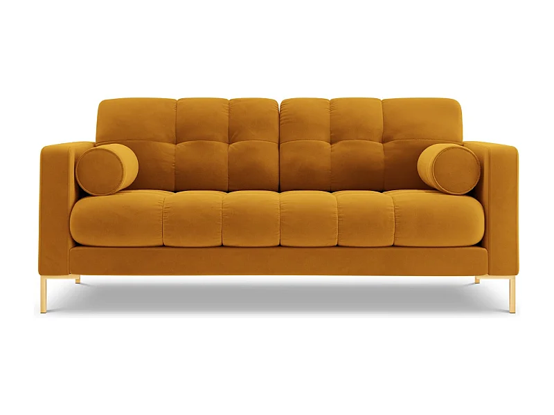 Cosmopolitan Design - 2-Sitzer Sofa "Bali" aus Samt gelb - 152x92x75cm