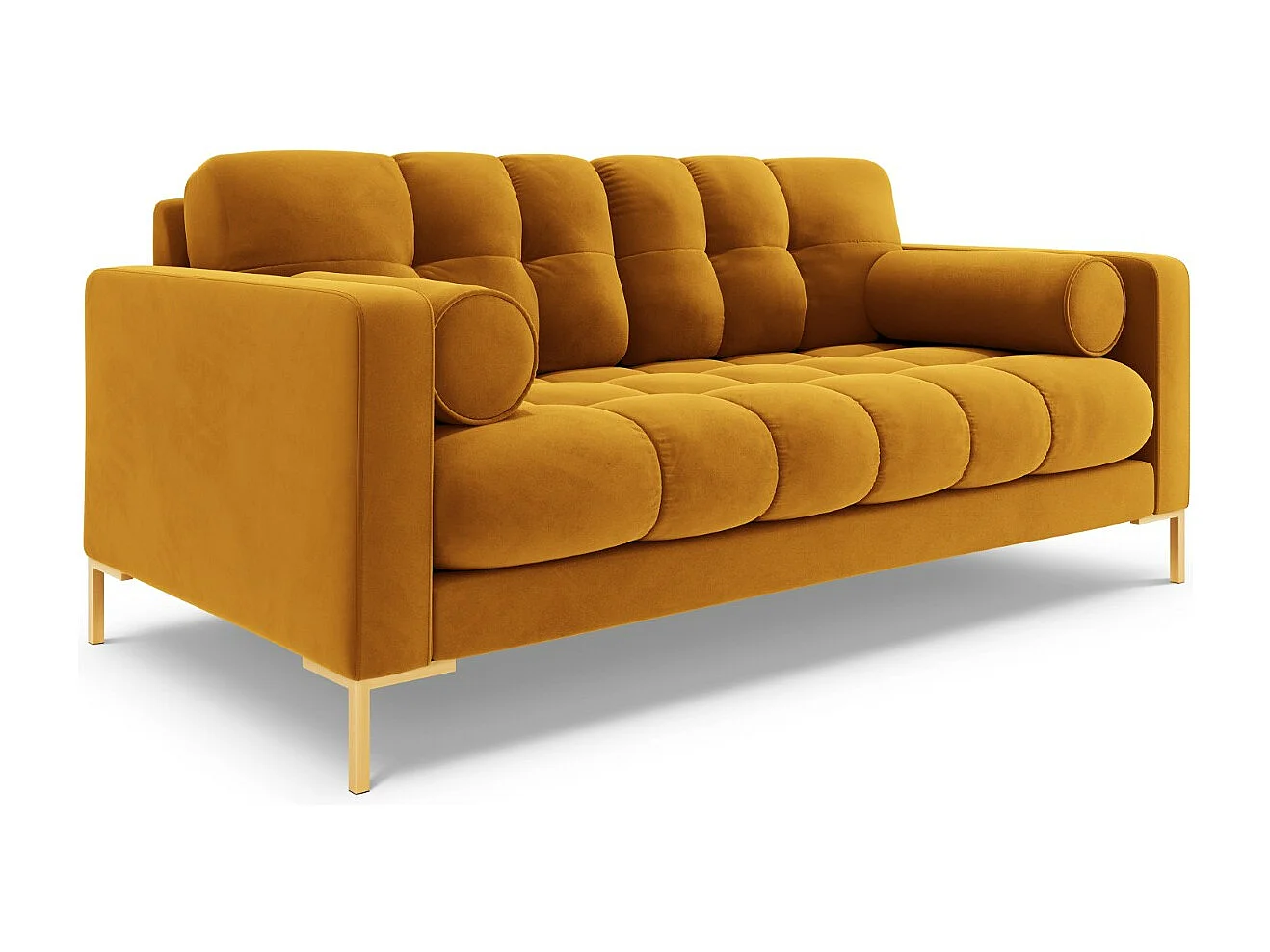 Cosmopolitan Design - 2-Sitzer Sofa "Bali" aus Samt gelb - 152x92x75cm