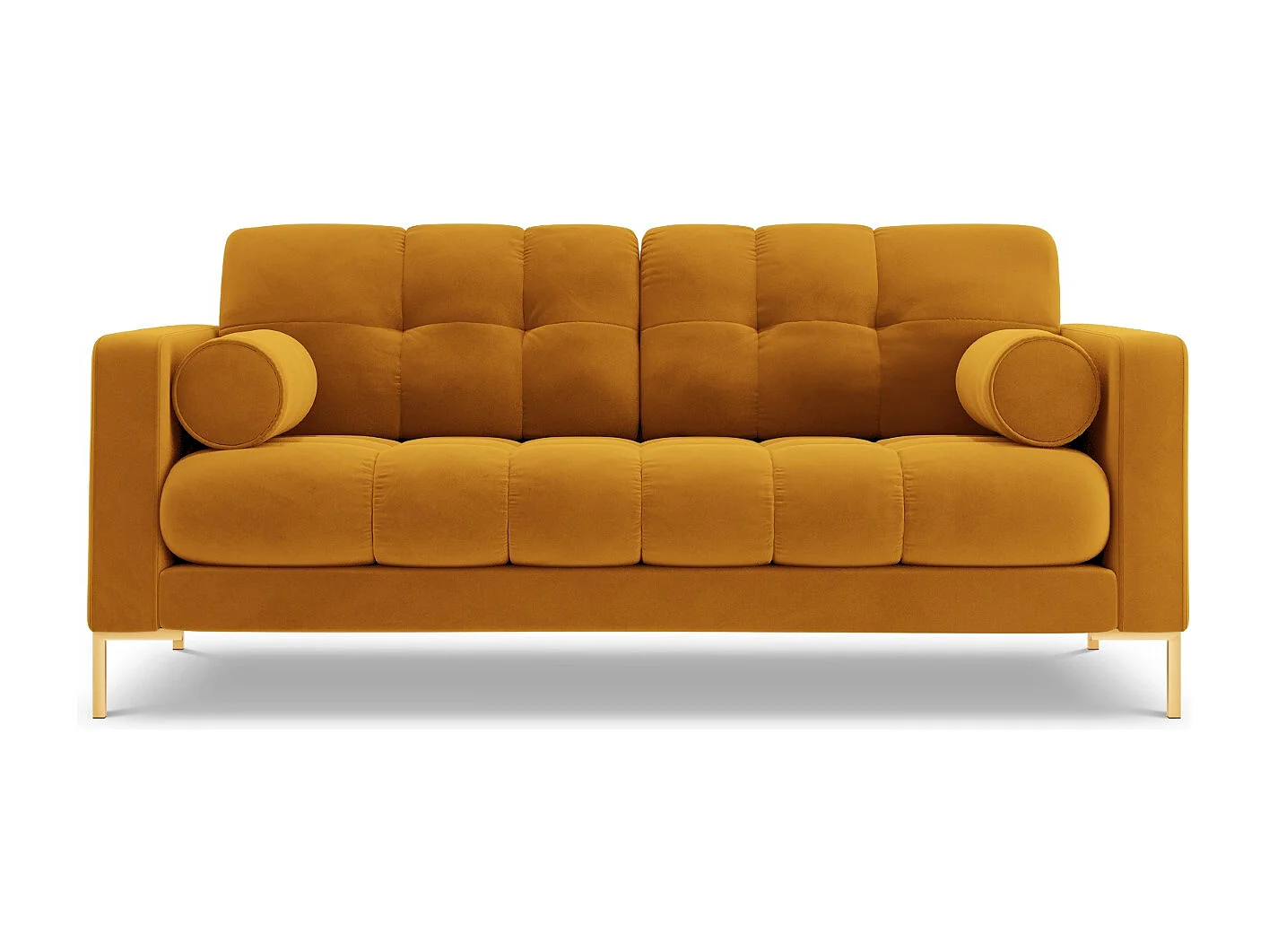 Cosmopolitan Design - Sofá "Bali" 2 lugares em veludo amarelo - 152x92x75cm