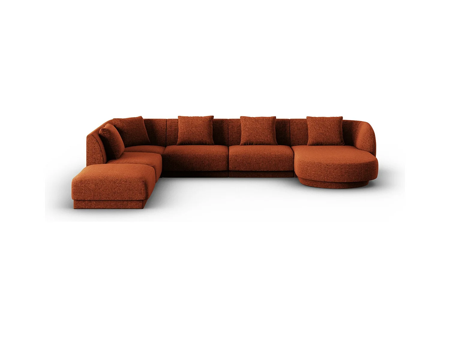 Cosmopolitan Design - Canapé d'angle gauche panoramique "Tulum" 6 places en chenille terracotta - 330x255x70cm