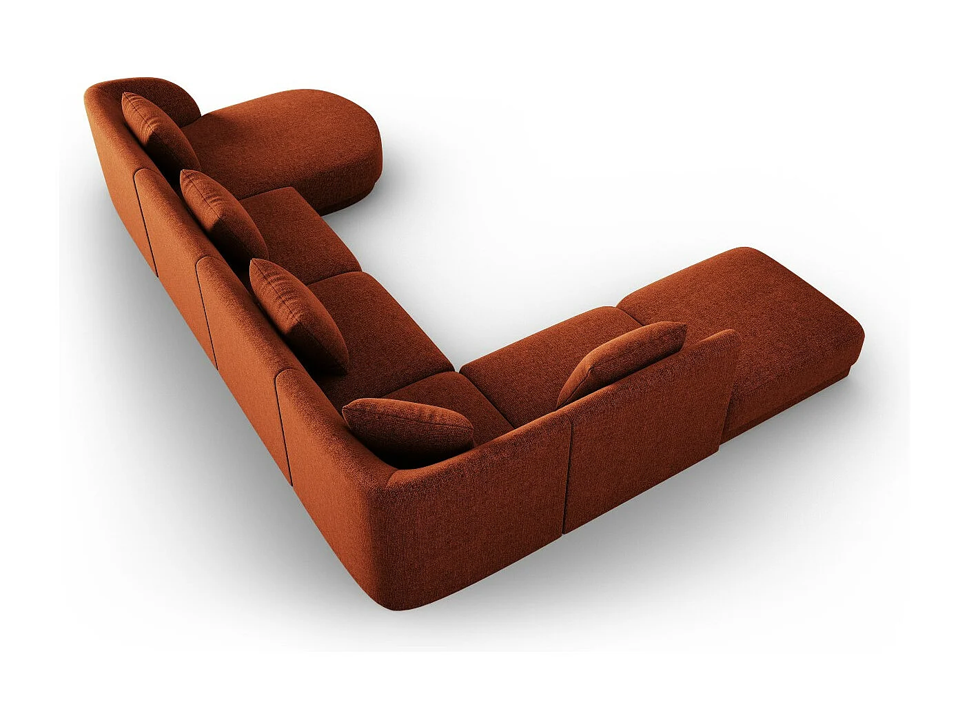 Cosmopolitan Design - Canapé d'angle gauche panoramique "Tulum" 6 places en chenille terracotta - 330x255x70cm