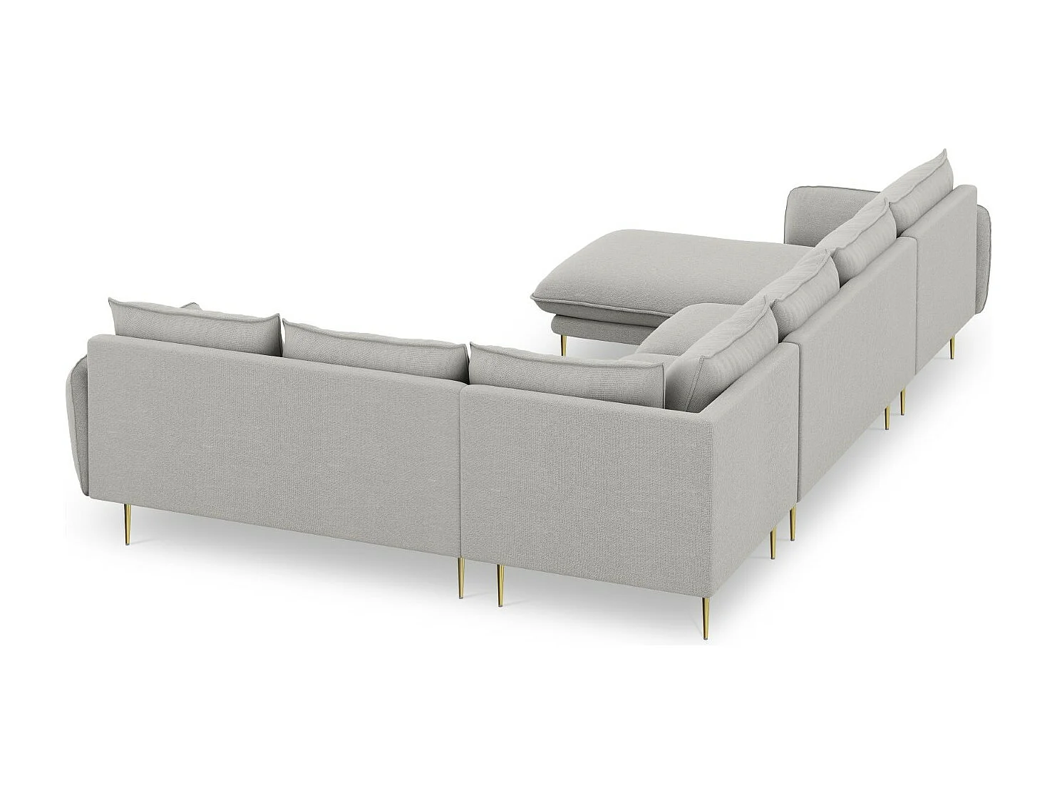 Cosmopolitan Design - 7-Sitzer Panoramasofa rechts "Vienna" aus strukturiertem Stoff hellgrau - 330x235x95cm