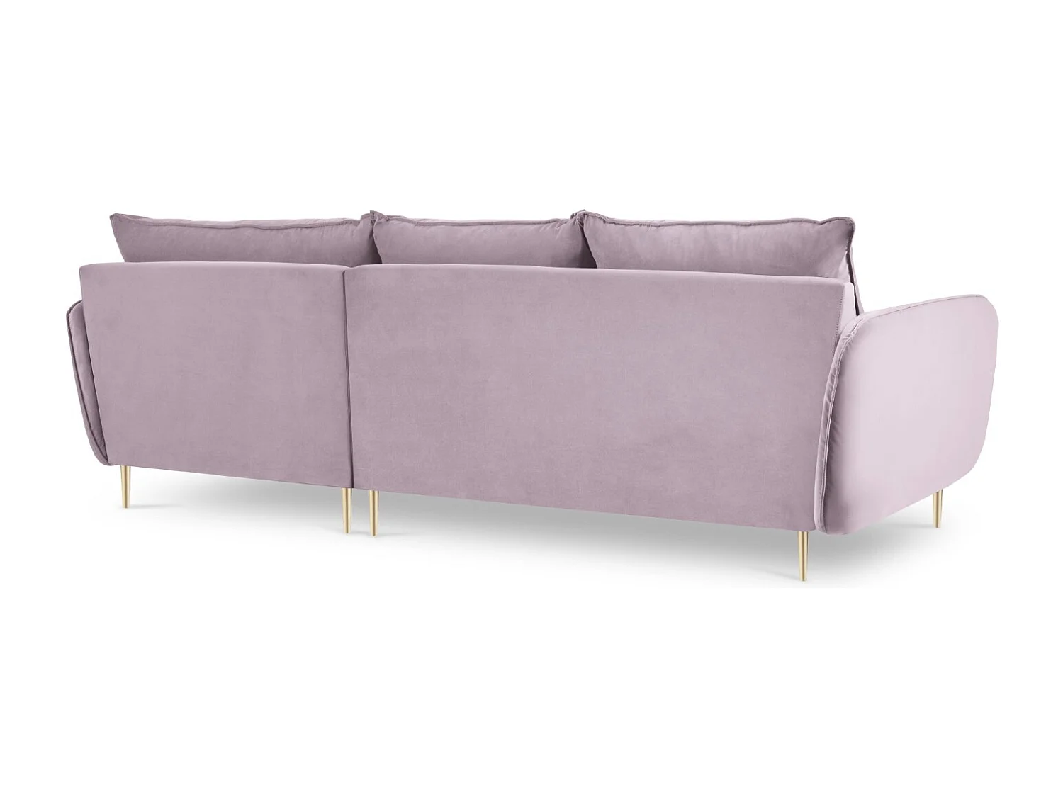 Cosmopolitan Design - Canapé d'angle droit "Vienna" 5 places en velours lavande - 255x170x95cm