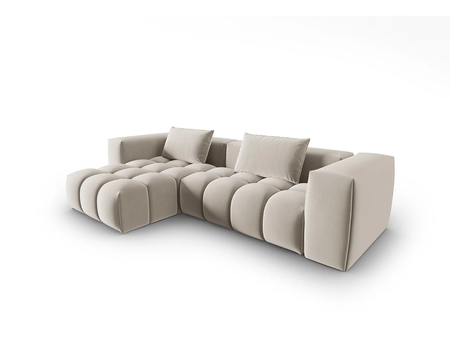 CXL by Christian Lacroix - 3-Sitzer modulares Ecksofa links "Lorella" Sitzer aus Samt Ecru - 260x145x70cm