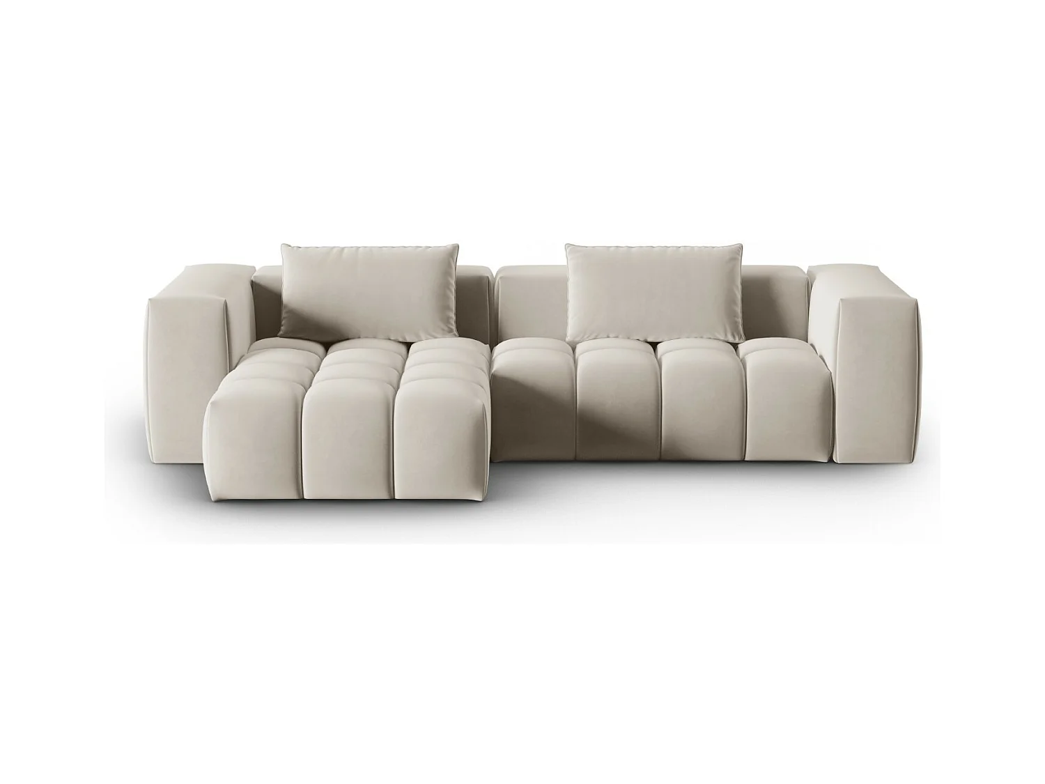 CXL by Christian Lacroix - Modulaire hoekbank links "Lorella" 3 zitplaatsen, Flueel, Ecru - 260x145x70cm