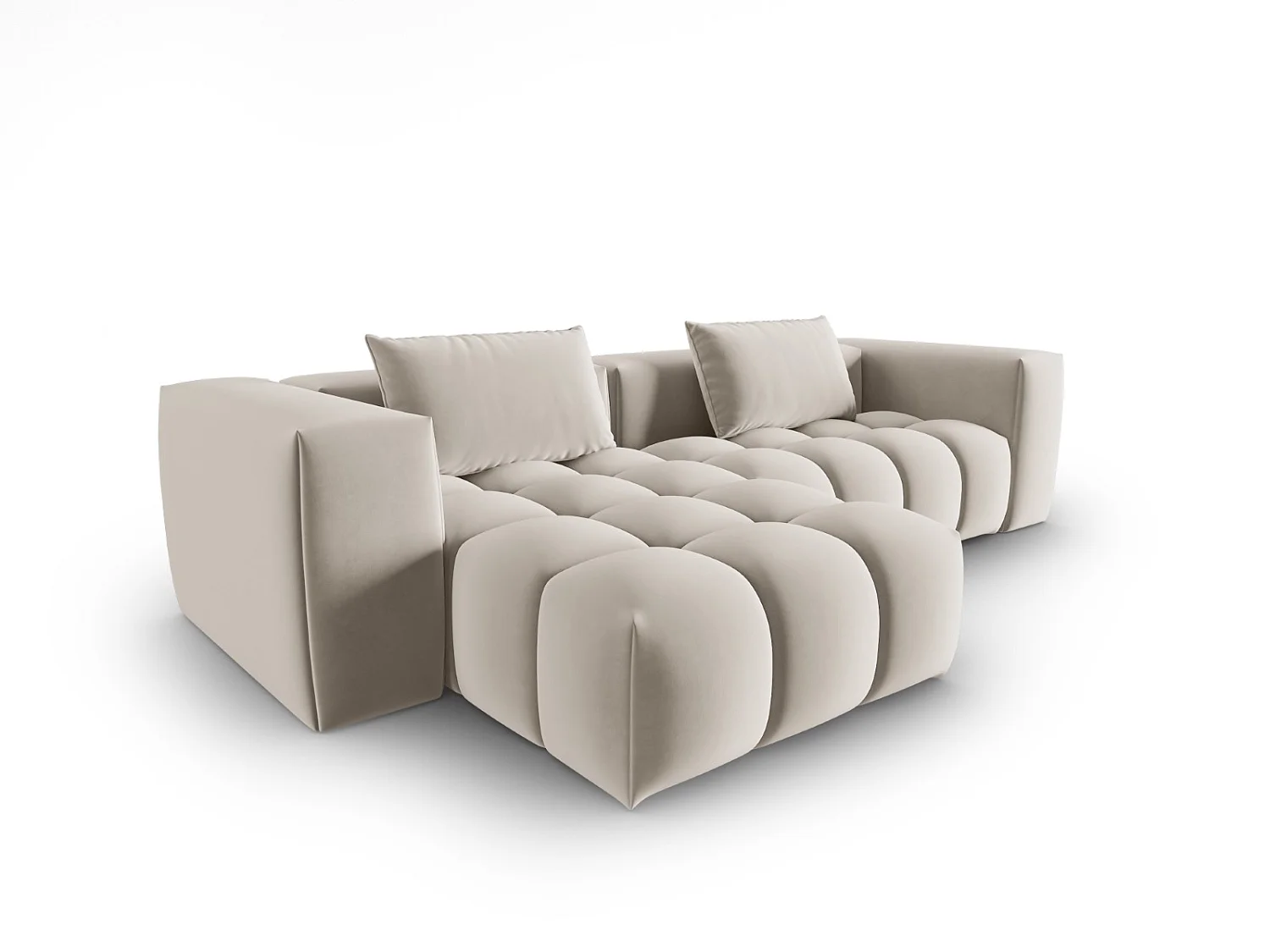 CXL by Christian Lacroix - Sofá modular de canto esquerdo "Lorella" 3 lugares em veludo cru - 260x145x70cm