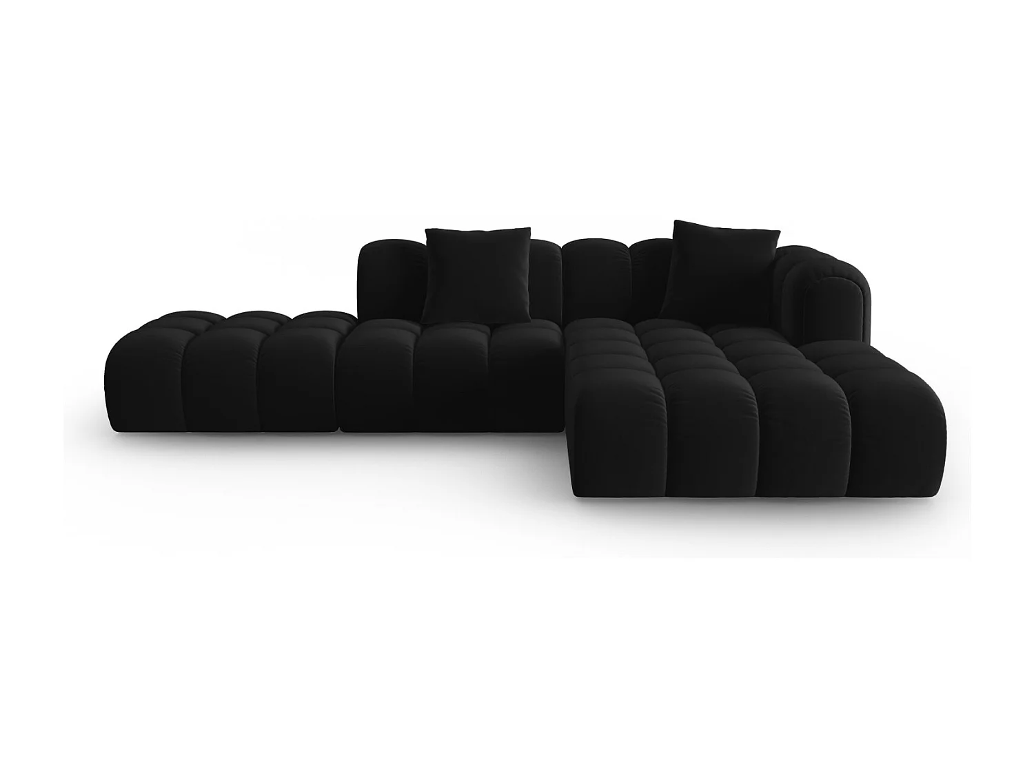 CXL by Christian Lacroix - Canapé d'angle droit modulable "Clotilde" 4 places en velours noir - 309x190x70cm