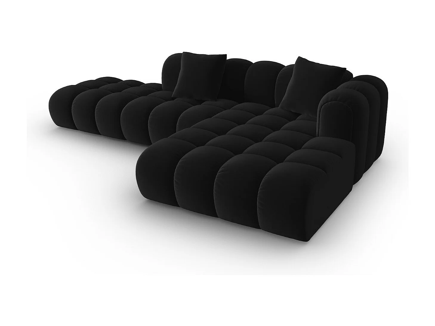 CXL by Christian Lacroix - Canapé d'angle droit modulable "Clotilde" 4 places en velours noir - 309x190x70cm