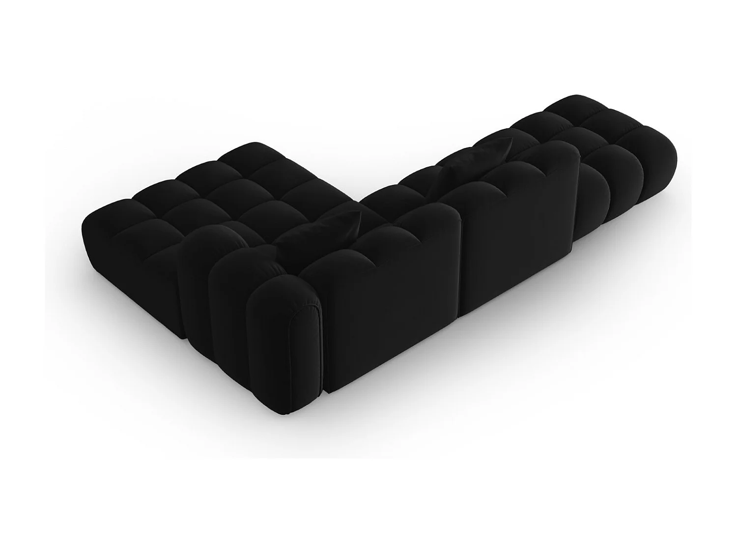 CXL by Christian Lacroix - Canapé d'angle droit modulable "Clotilde" 4 places en velours noir - 309x190x70cm