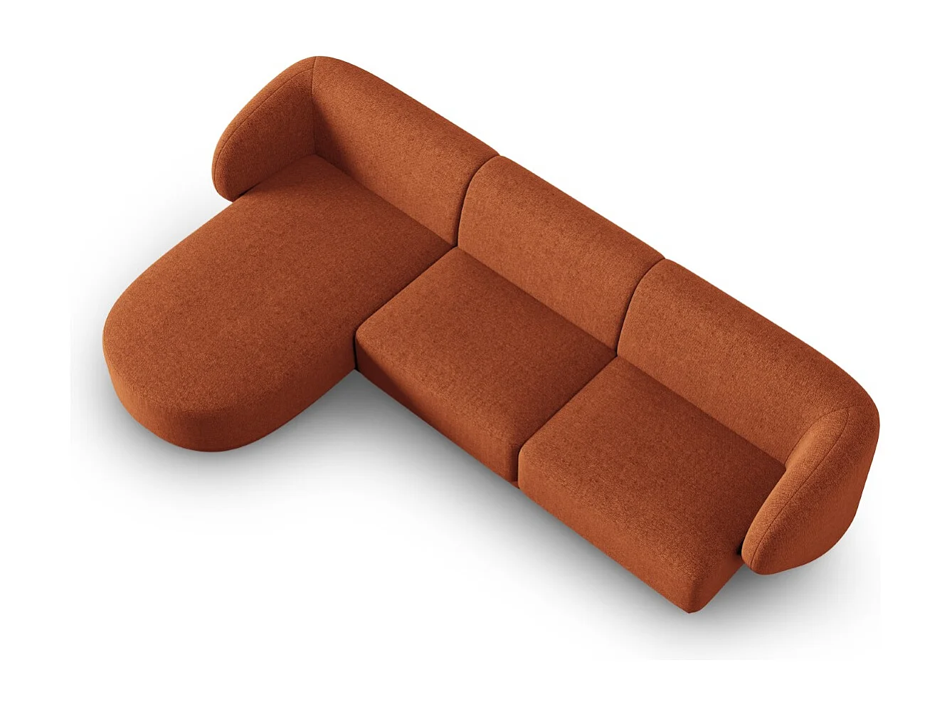 CXL by Christian Lacroix - Narożnik lewy panoramiczny, "Lionel" 4 miejsca szenil, terakota melanż - 266x155x74cm