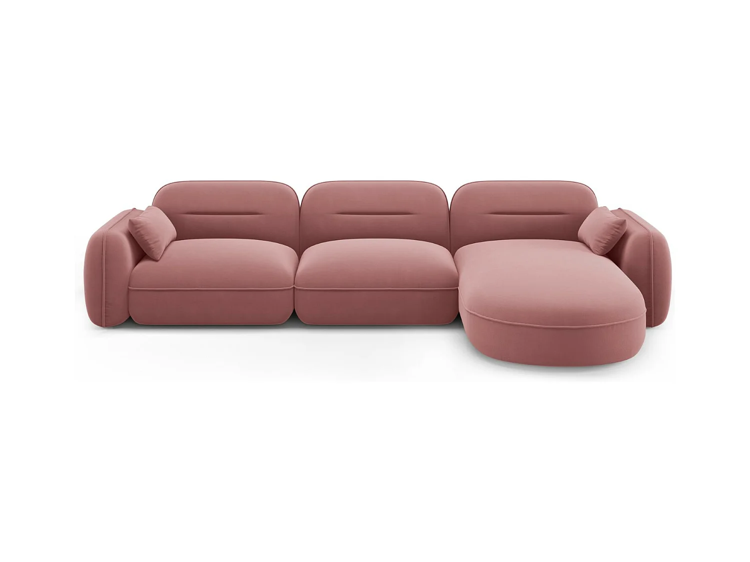 Cosmopolitan Design - Canapé d'angle droit modulable "Sydney" 4 places en velours saumon - 320x165x70cm