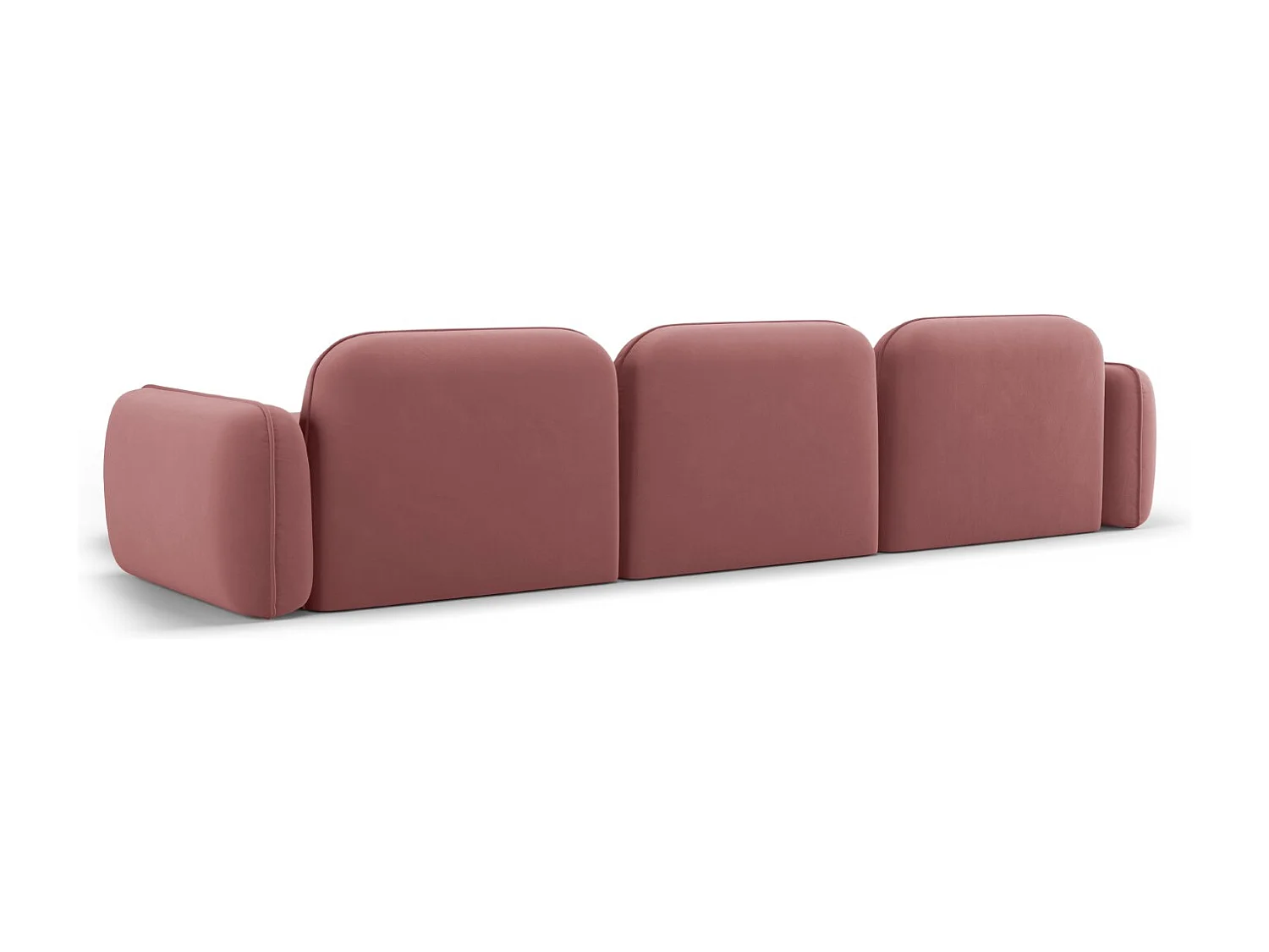 Cosmopolitan Design - Canapé d'angle droit modulable "Sydney" 4 places en velours saumon - 320x165x70cm