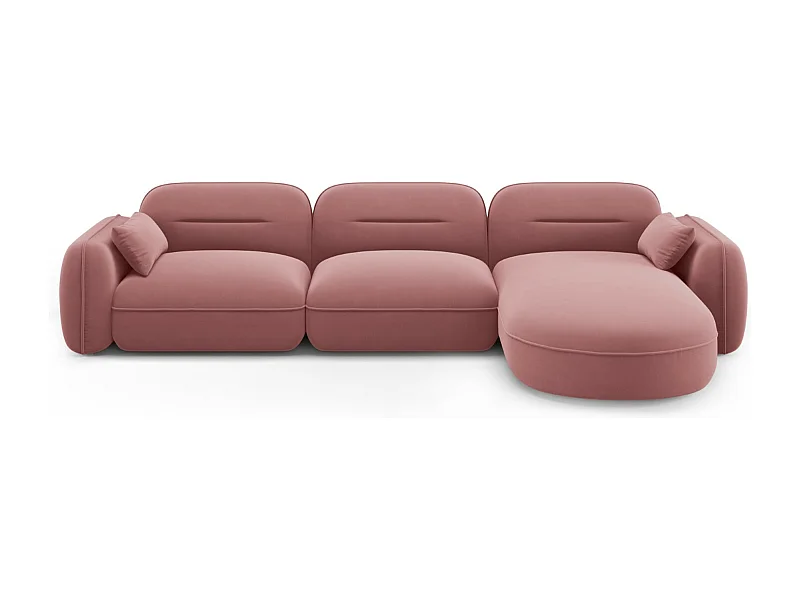 Cosmopolitan Design - Sofá modular de canto direito "Sydney" 4 lugares em veludo salmão - 320x165x70cm