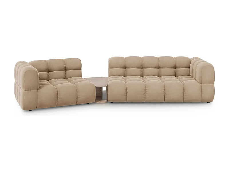 Cosmopolitan Design - Sofa modułowa bok lewy, "Sky" 3 miejsca welur, piasek - 353x148x75cm