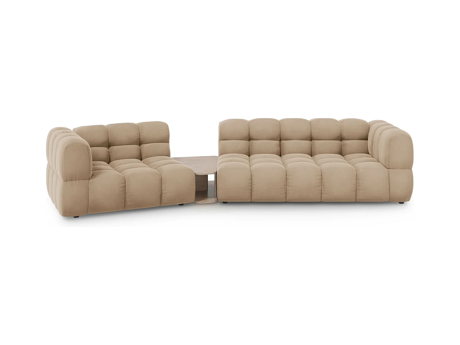 Cosmopolitan Design - Canapé modulable gauche "Sky" 3 places en velours le sable - 353x148x75cm