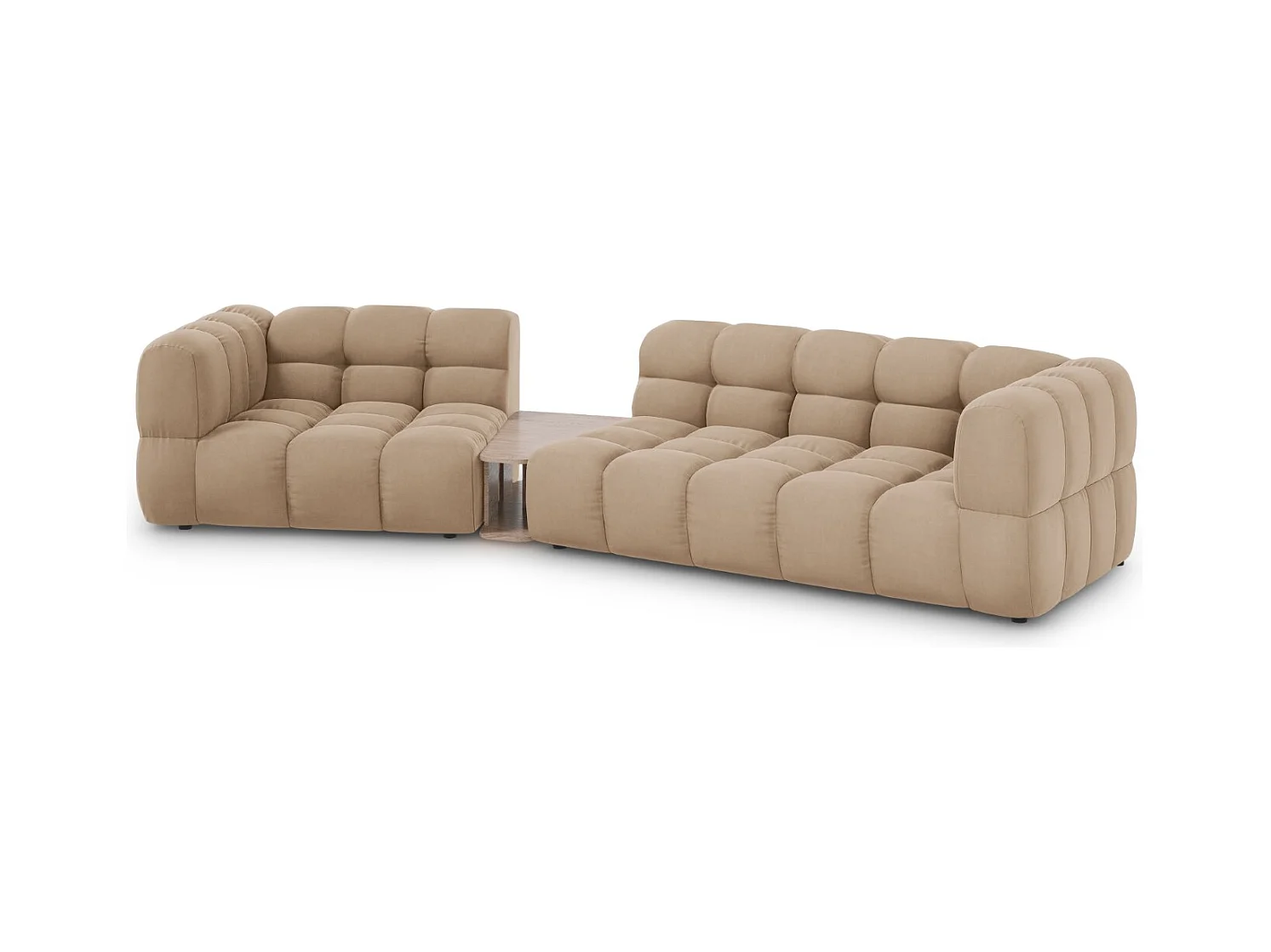 Cosmopolitan Design - Canapé modulable gauche "Sky" 3 places en velours le sable - 353x148x75cm