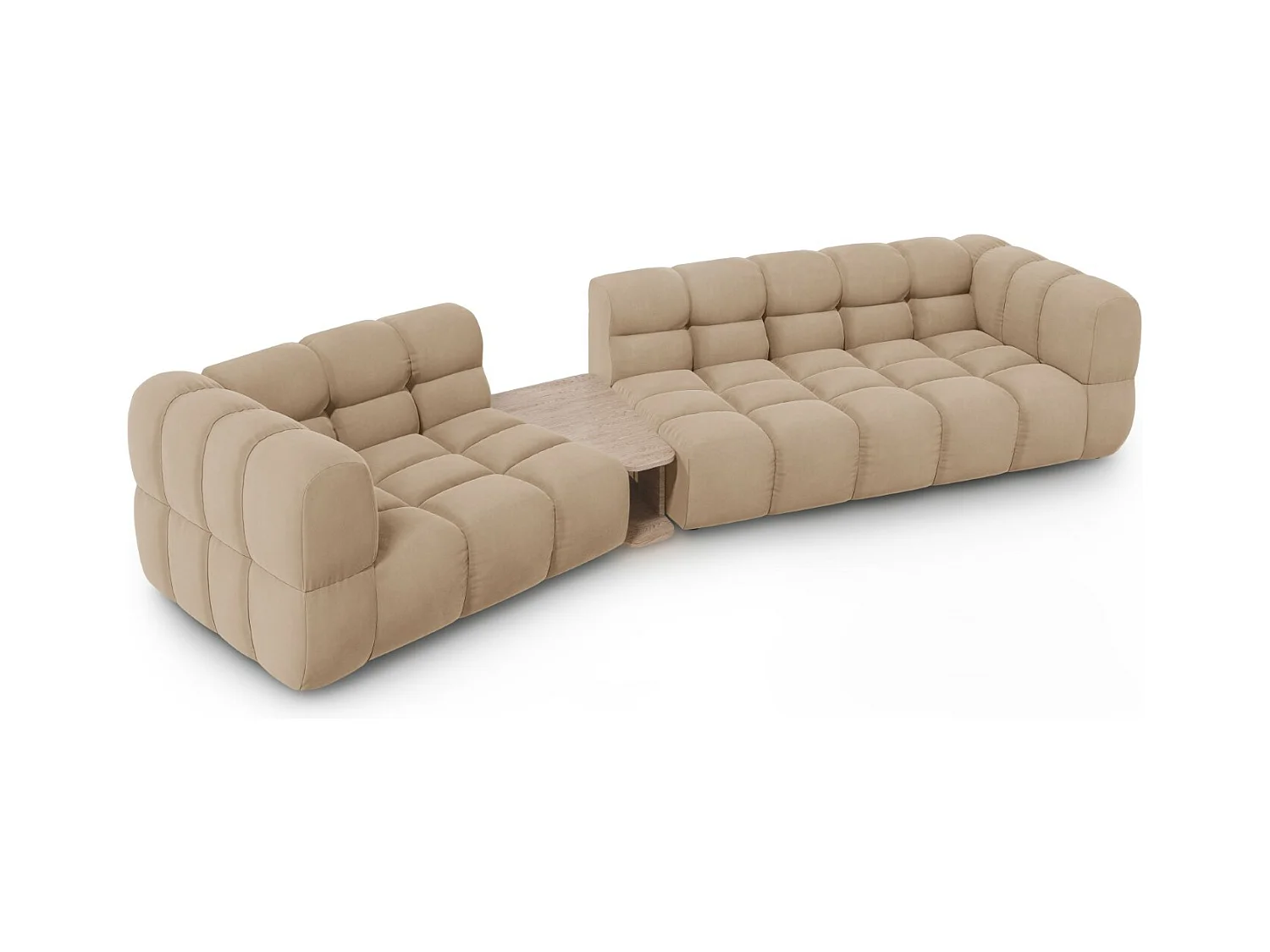 Cosmopolitan Design - Canapé modulable gauche "Sky" 3 places en velours le sable - 353x148x75cm