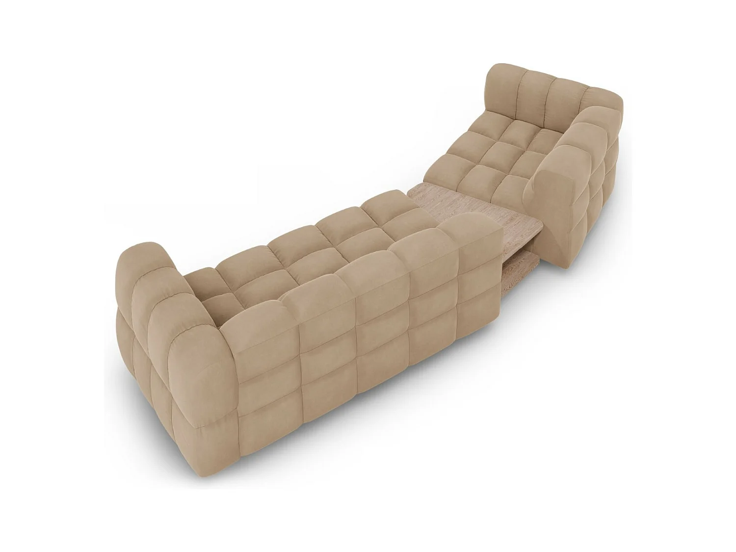 Cosmopolitan Design - Canapé modulable gauche "Sky" 3 places en velours le sable - 353x148x75cm