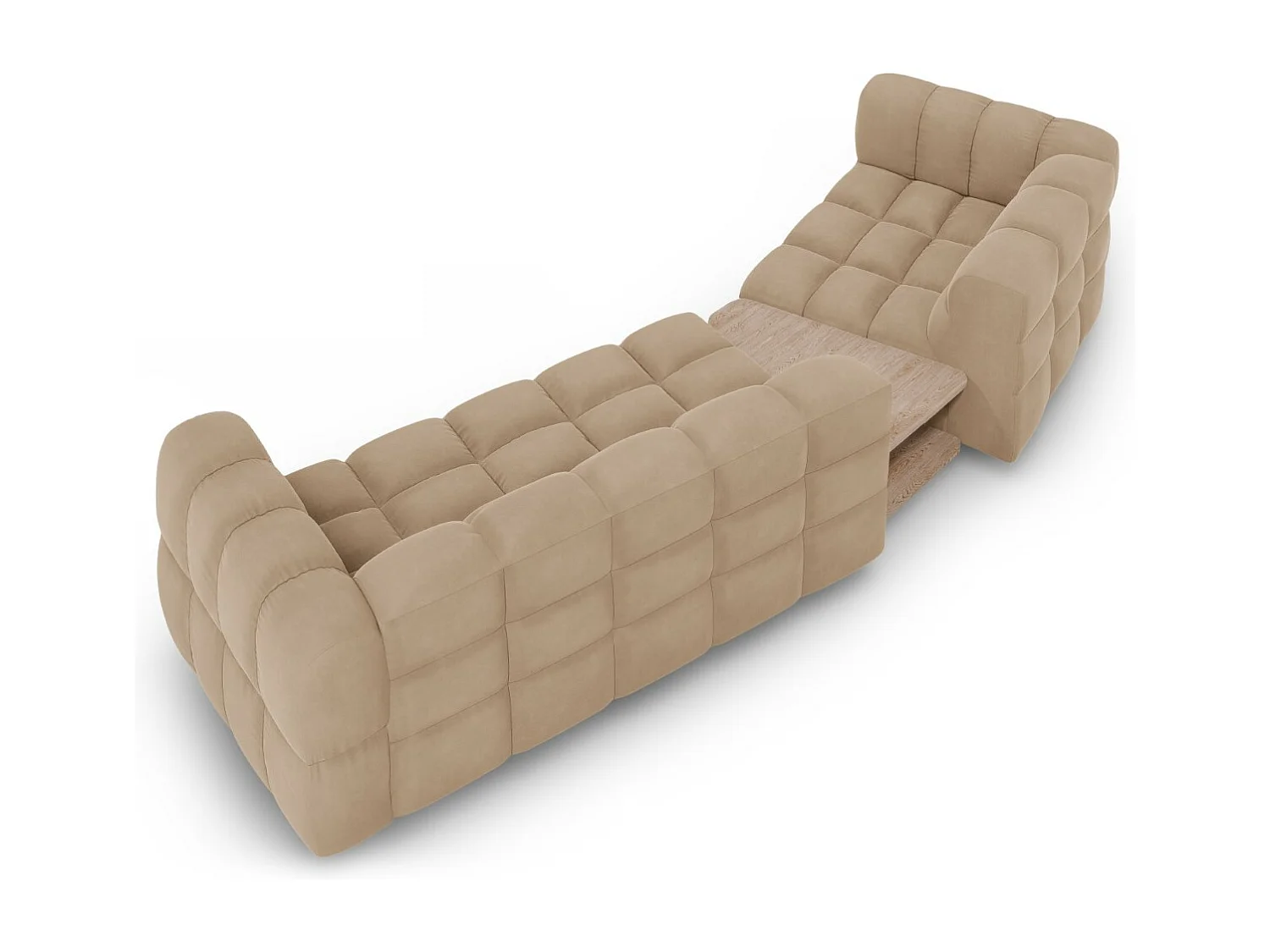 Cosmopolitan Design - Canapé modulable gauche "Sky" 3 places en velours le sable - 353x148x75cm