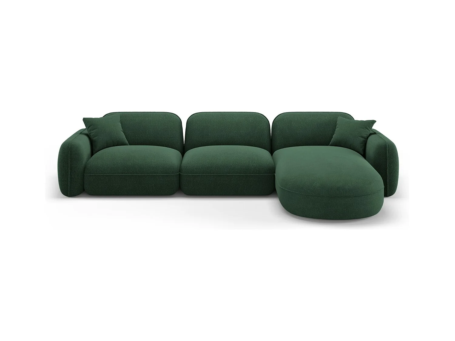 CXL by Christian Lacroix - Canapé d'angle droit modulable "Lucien" 4 places en velours vert - 320x165x70cm