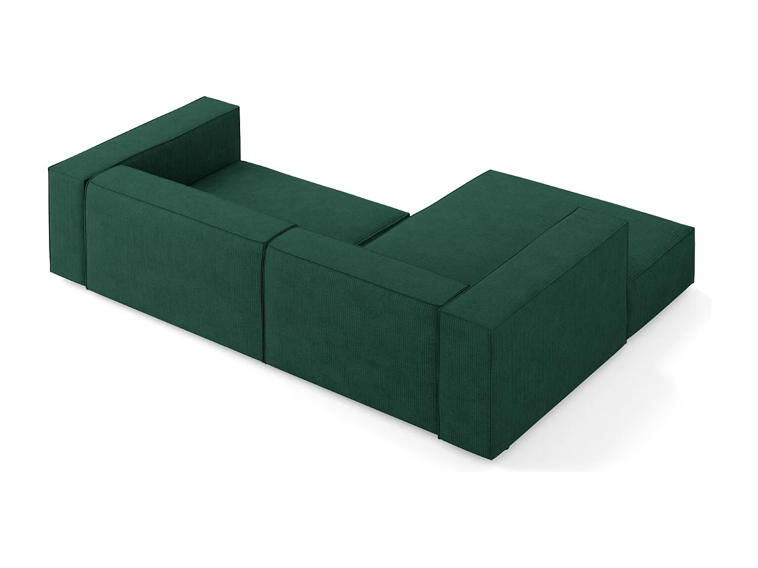 Cosmopolitan Design - Sofá de canto esquerdo "Arendal" 3 lugares em tecido chenille com efeito canelado verde garrafa - 224x166x70cm