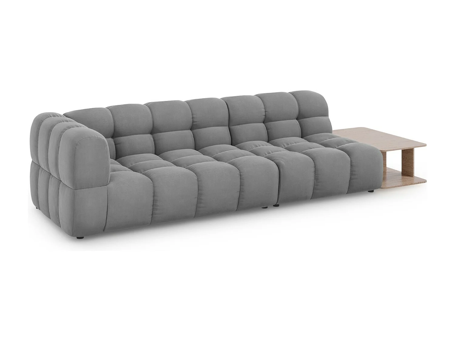 Cosmopolitan Design - Rechte modulaire bank "Sky" 4 zitplaatsen, Flueel, Lichtgrijs - 297x102x75cm