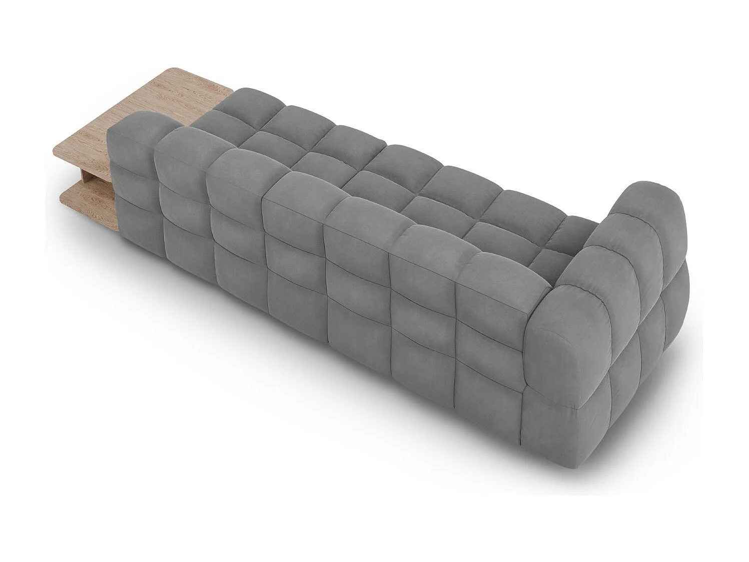 Cosmopolitan Design - Rechte modulaire bank "Sky" 4 zitplaatsen, Flueel, Lichtgrijs - 297x102x75cm