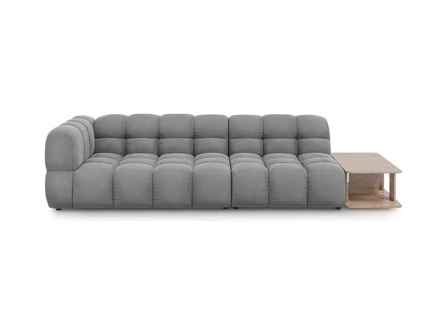 Cosmopolitan Design - Rechte modulaire bank "Sky" 4 zitplaatsen, Flueel, Lichtgrijs - 297x102x75cm
