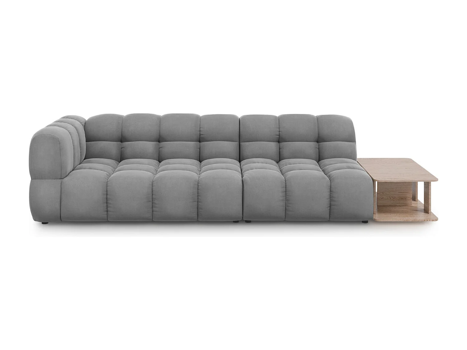 Cosmopolitan Design - Canapé modulable droit "Sky" 4 places en velours gris clair - 297x102x75cm