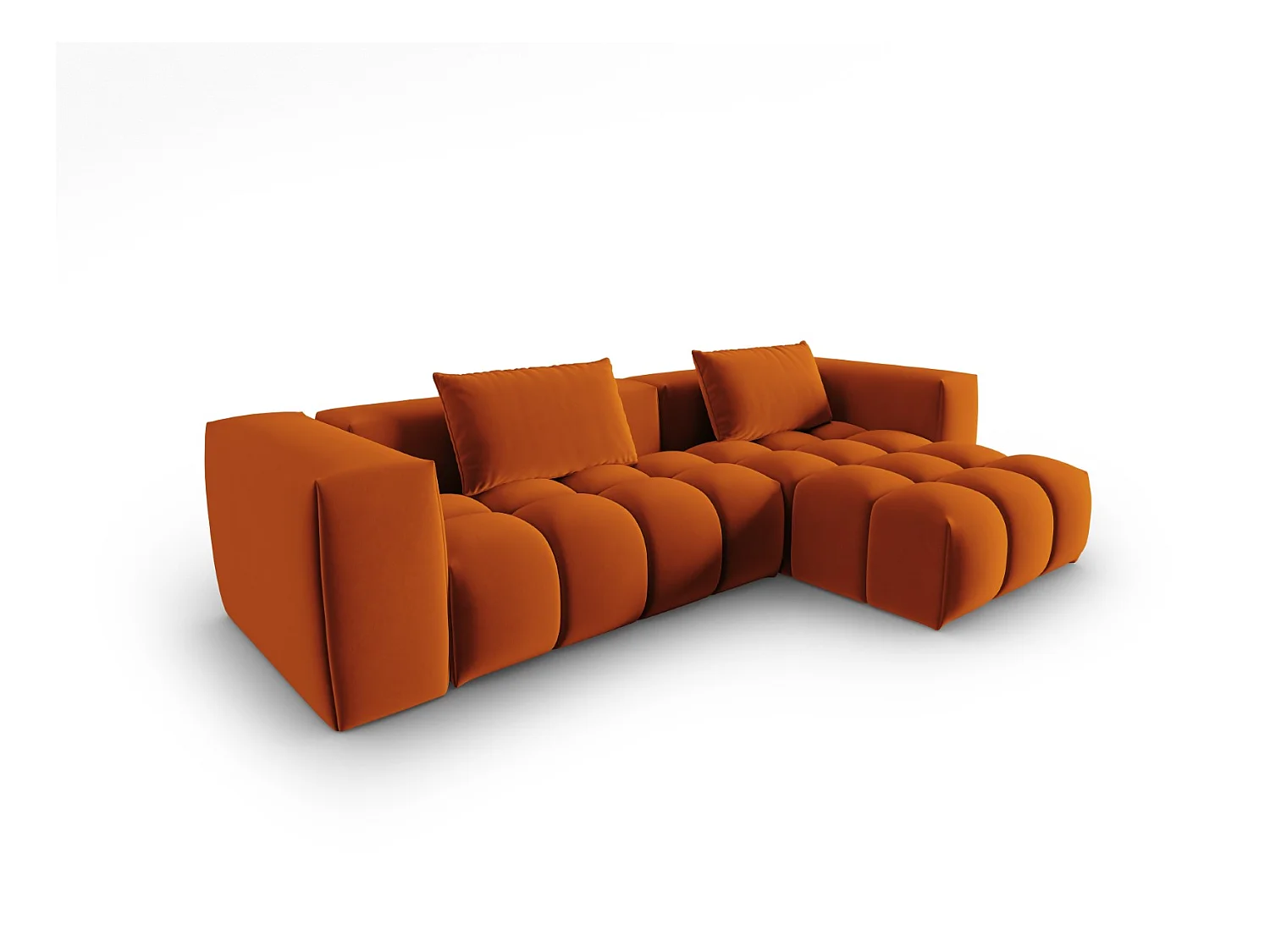 CXL by Christian Lacroix - Modulaire hoekbank rechts "Lorella" 3 zitplaatsen, Flueel, Terracotta - 260x145x70cm