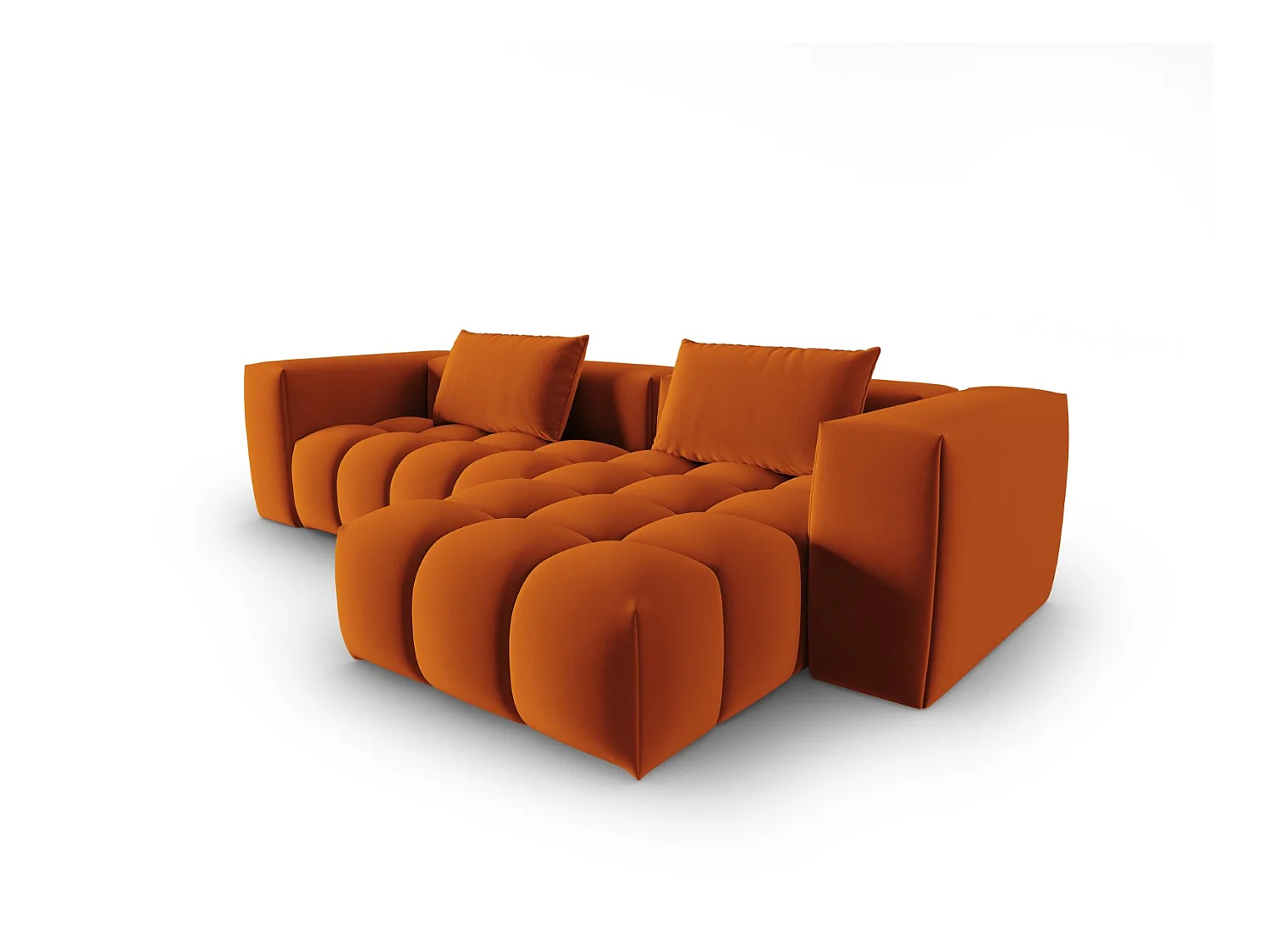 CXL by Christian Lacroix - Modulaire hoekbank rechts "Lorella" 3 zitplaatsen, Flueel, Terracotta - 260x145x70cm