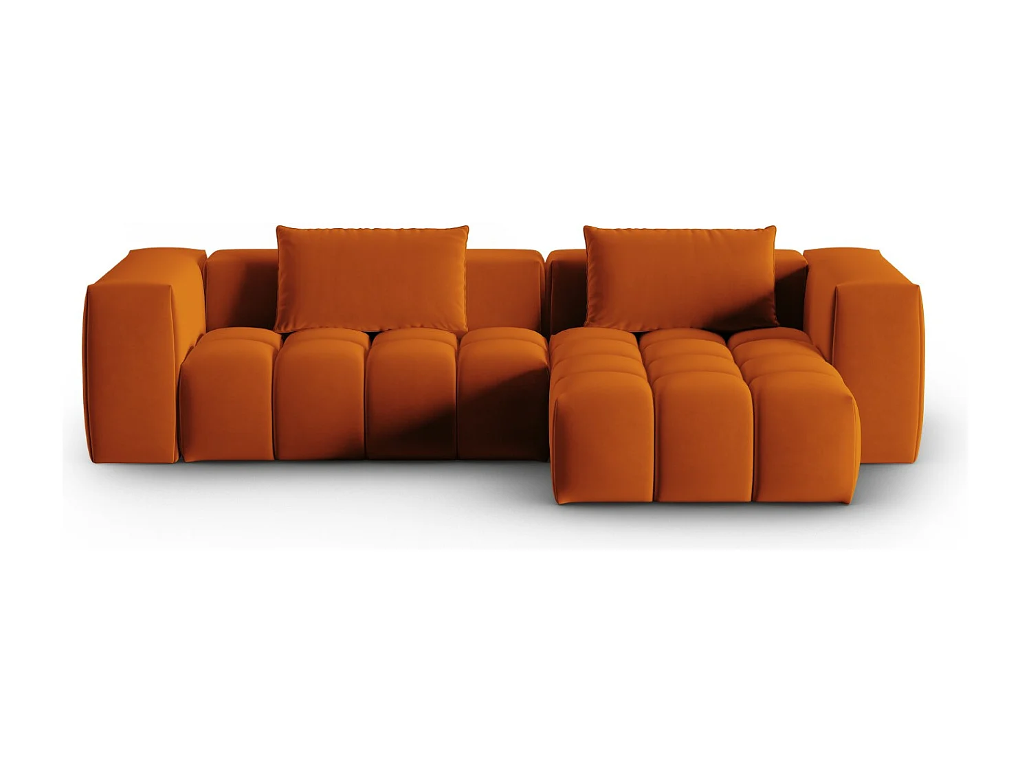 CXL by Christian Lacroix - Sofá modular de canto direito "Lorella" 3 lugares em veludo terracota - 260x145x70cm