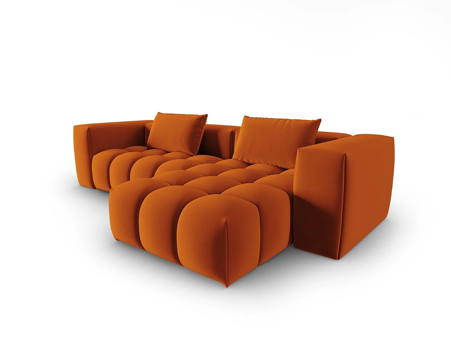 CXL by Christian Lacroix - Sofá modular de canto direito "Lorella" 3 lugares em veludo terracota - 260x145x70cm