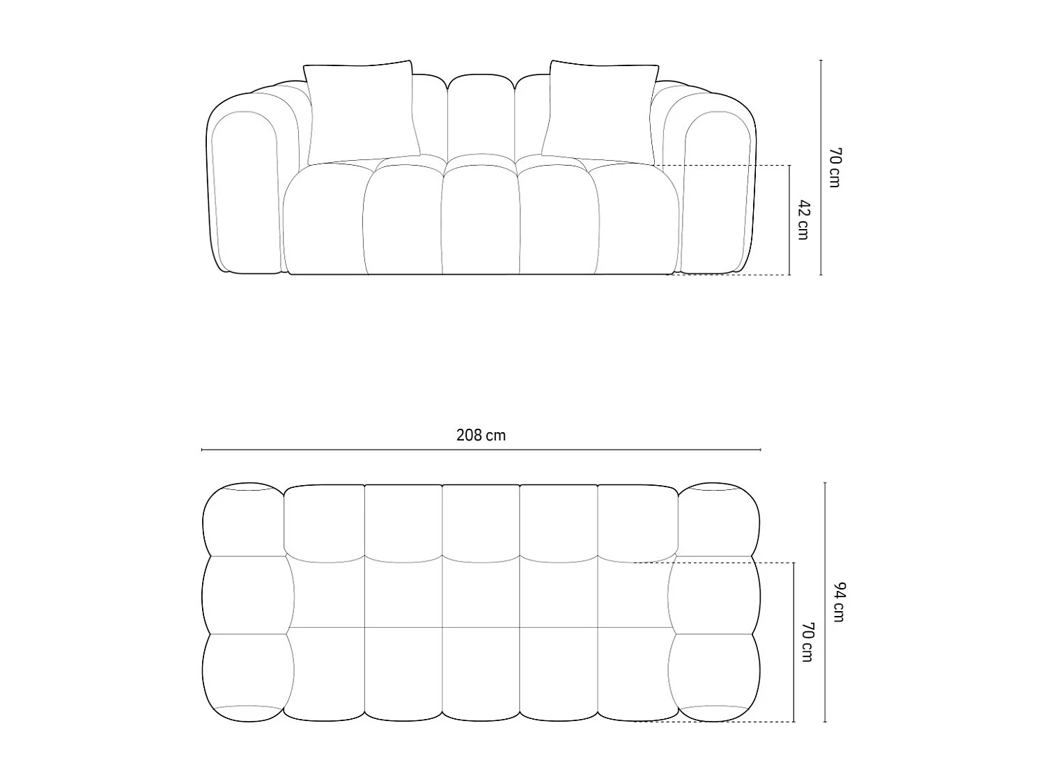 CXL by Christian Lacroix - Canapé "Clotilde" 2 places en velours noir - 208x94x70cm
