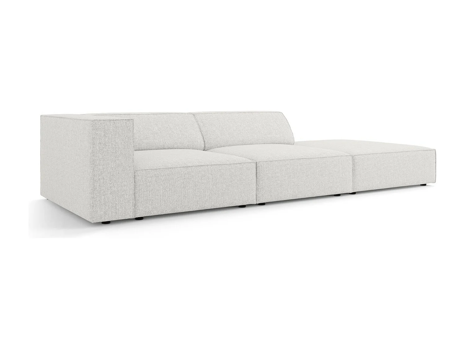 Cosmopolitan Design - Rechte bank "Arendal" 4 zitplaatsen, Chenille, Lichtgrijs - 262x102x70cm