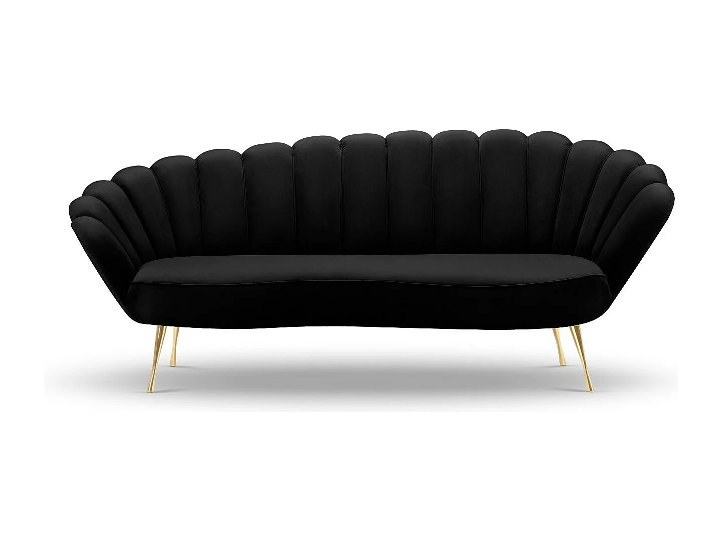 Cosmopolitan Design - Canapé "Kingston" 3 places en velours noir - 224x95x85cm