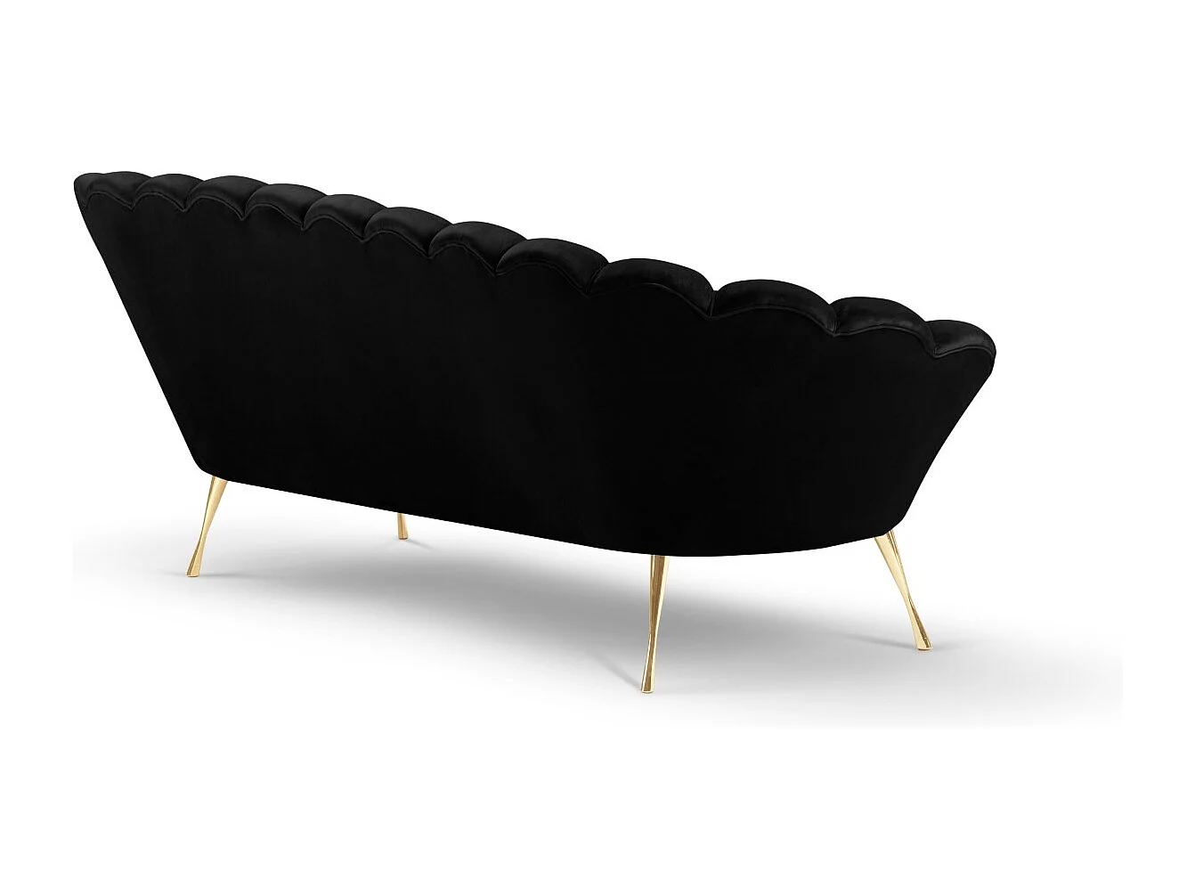 Cosmopolitan Design - Canapé "Kingston" 3 places en velours noir - 224x95x85cm