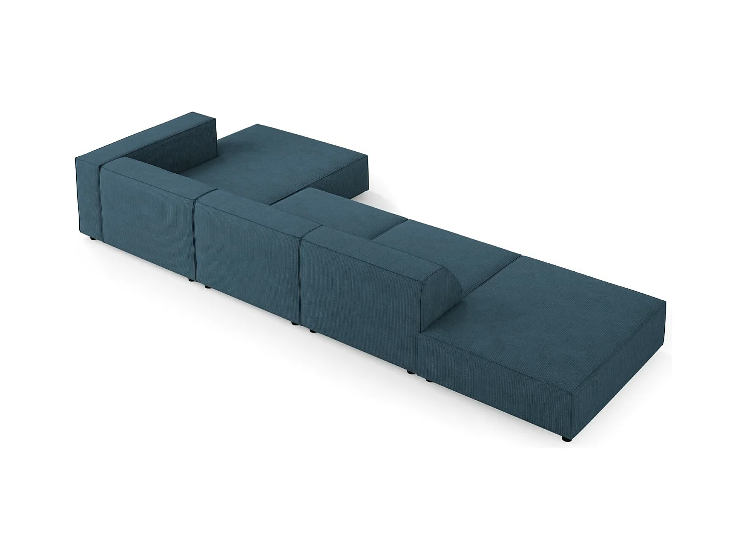 Cosmopolitan Design - Divano angolare destro "Arendal" 5 posti in ciniglia con effetto a coste blu scuro - 341x166x70cm