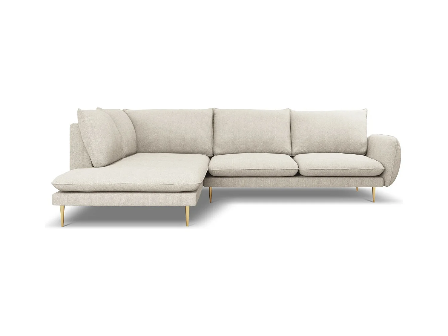 Cosmopolitan Design - Canapé d'angle gauche "Vienna" 6 places en tissu structurel beige clair - 275x185x95cm