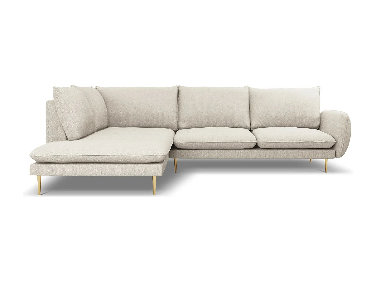 Cosmopolitan Design - Canapé d'angle gauche "Vienna" 6 places en tissu structurel beige clair - 275x185x95cm