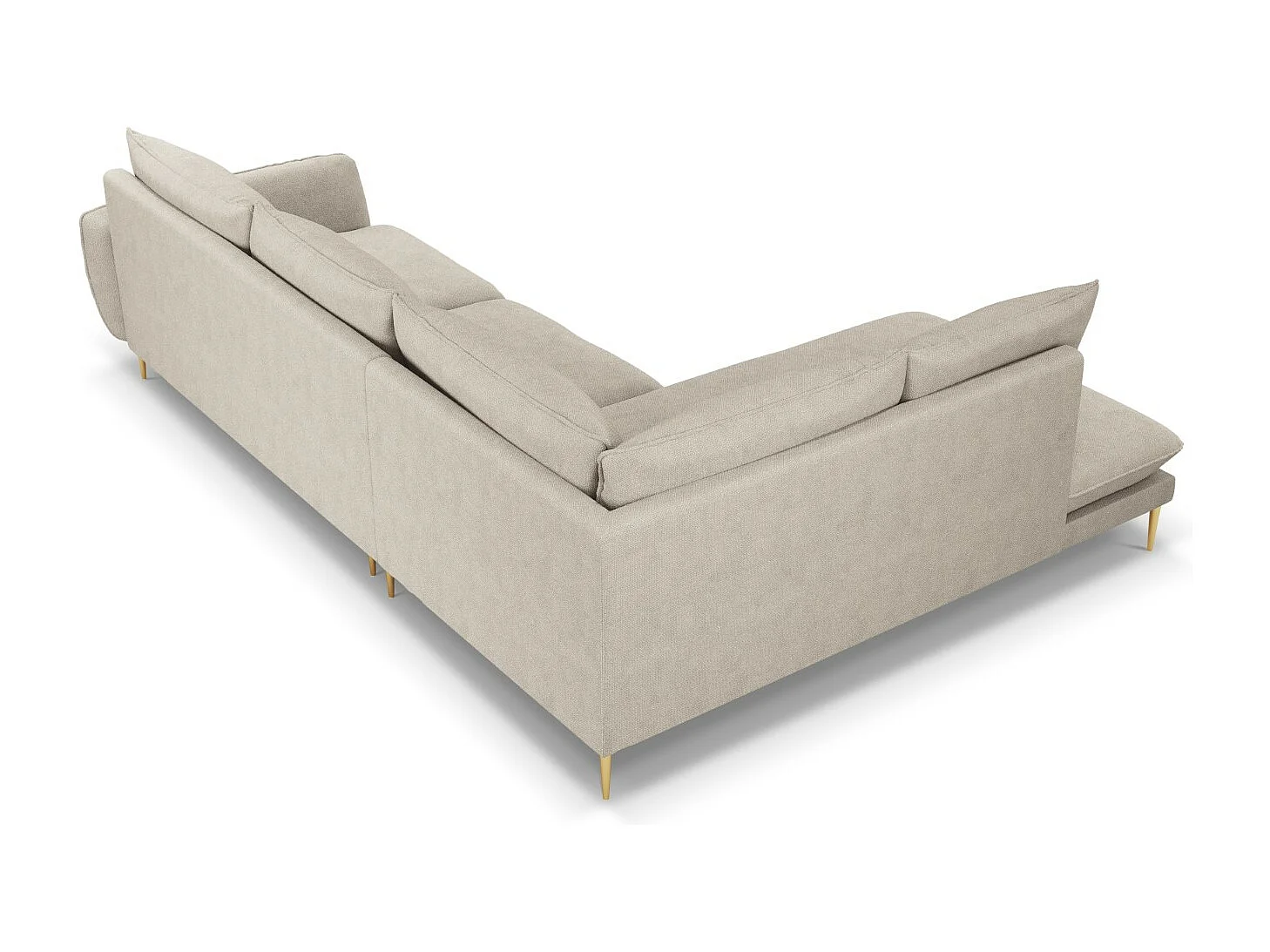 Cosmopolitan Design - Canapé d'angle gauche "Vienna" 6 places en tissu structurel beige clair - 275x185x95cm