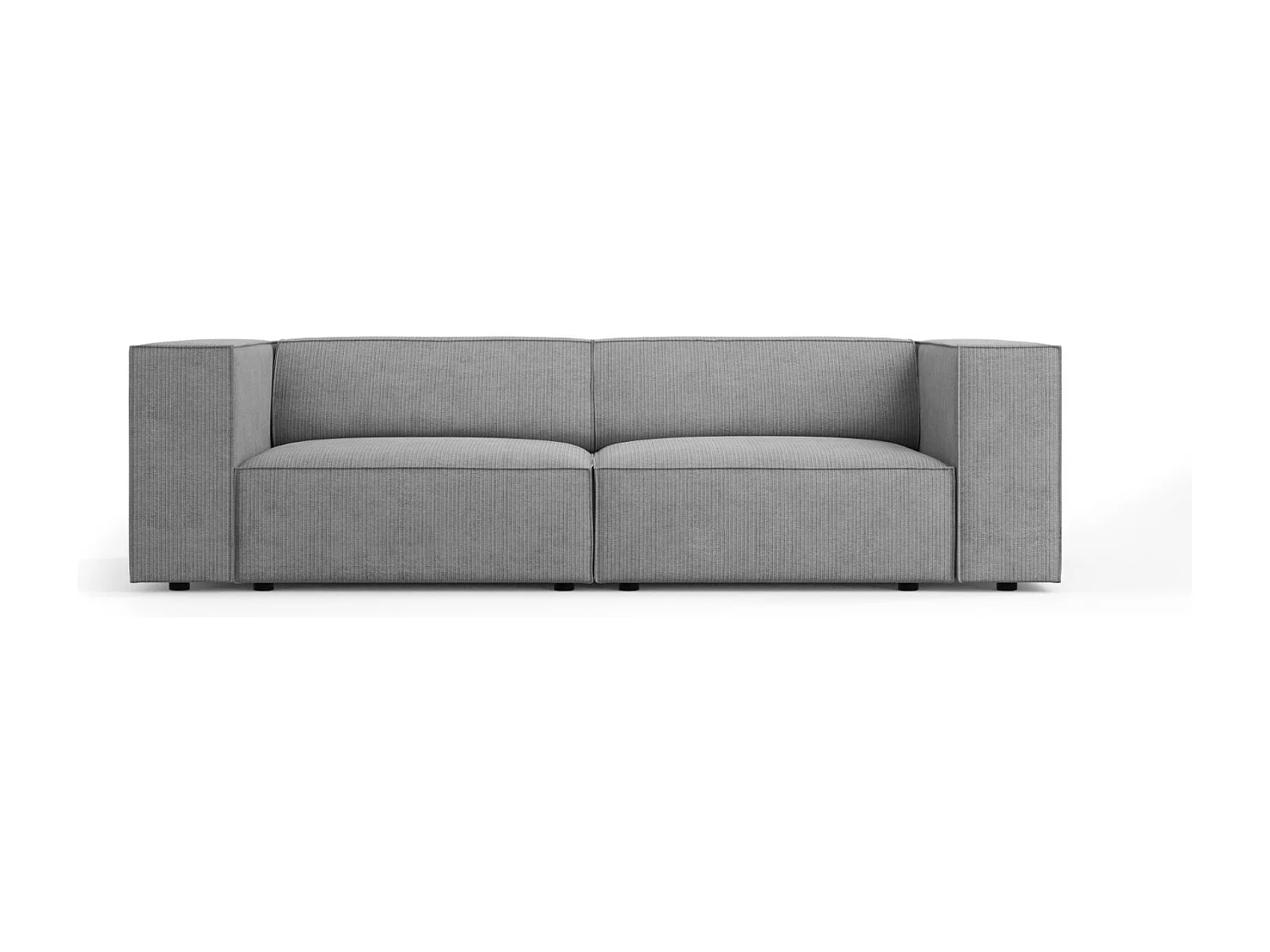 Cosmopolitan Design - 3-Sitzer Sofa "Arendal" aus Chenille-Stoff mit Rippeneffekt dunkelgrau - 204x102x70cm
