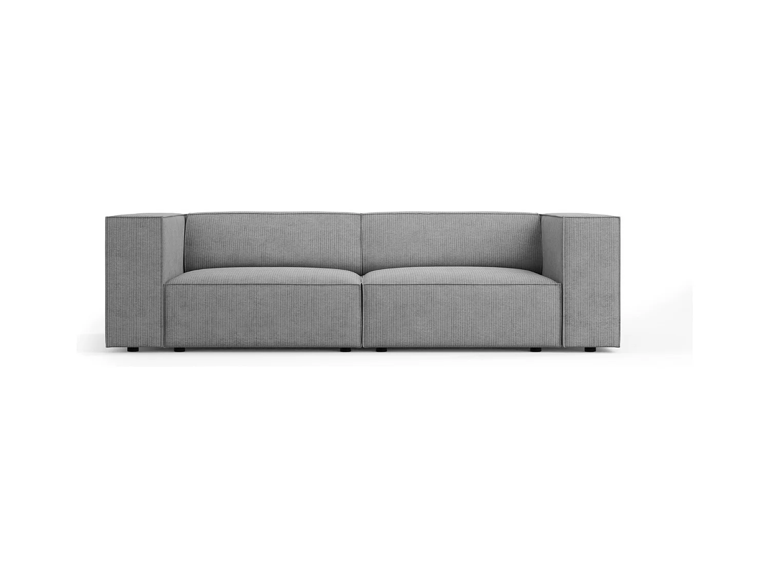 Cosmopolitan Design - Bank "Arendal" 3 zitplaatsen, Chenille met ribbeleffect, Donkergrijs - 204x102x70cm