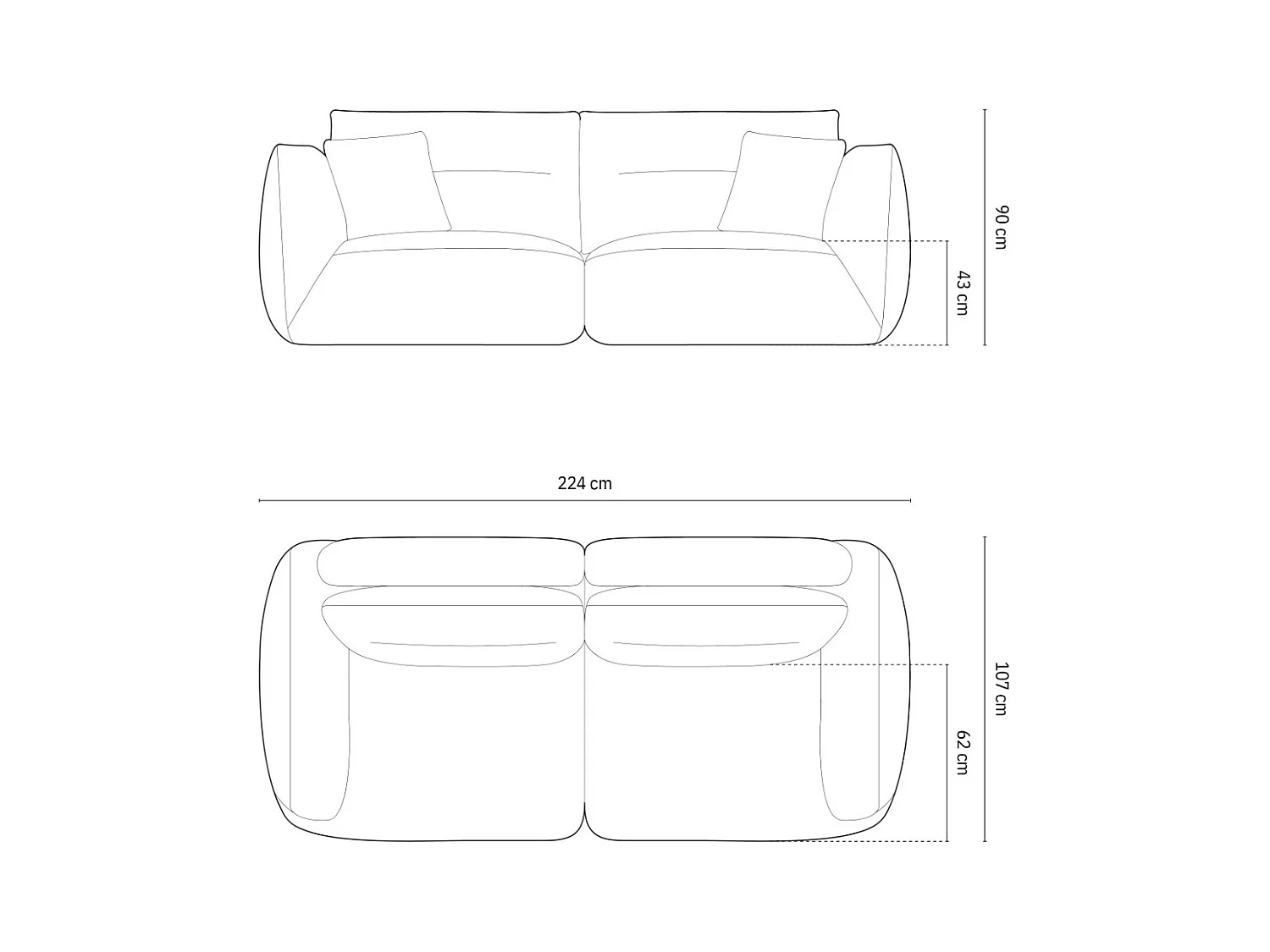 CXL by Christian Lacroix - Canapé modulable "Maurie" 3 places en chenille le sable - 224x107x90cm