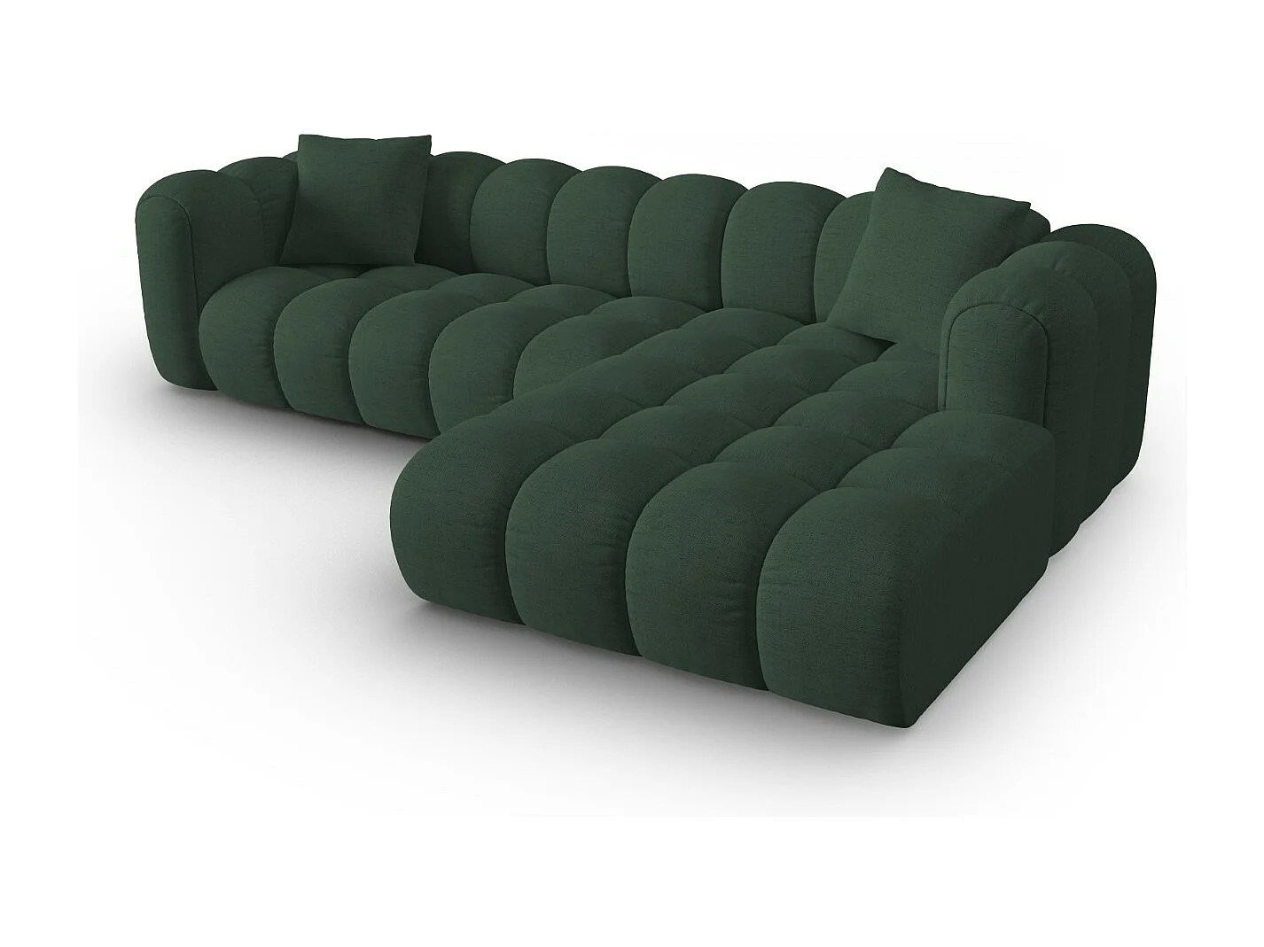 CXL by Christian Lacroix - Divano angolare modulare destro "Clotilde" 4 posti in tessuto strutturato verde mare - 306x190x70cm