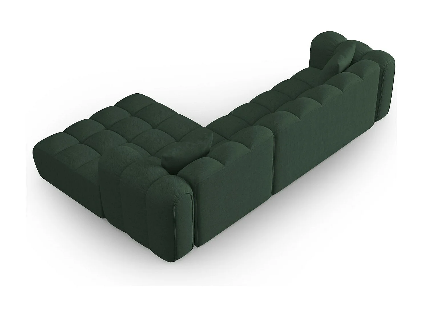 CXL by Christian Lacroix - Divano angolare modulare destro "Clotilde" 4 posti in tessuto strutturato verde mare - 306x190x70cm