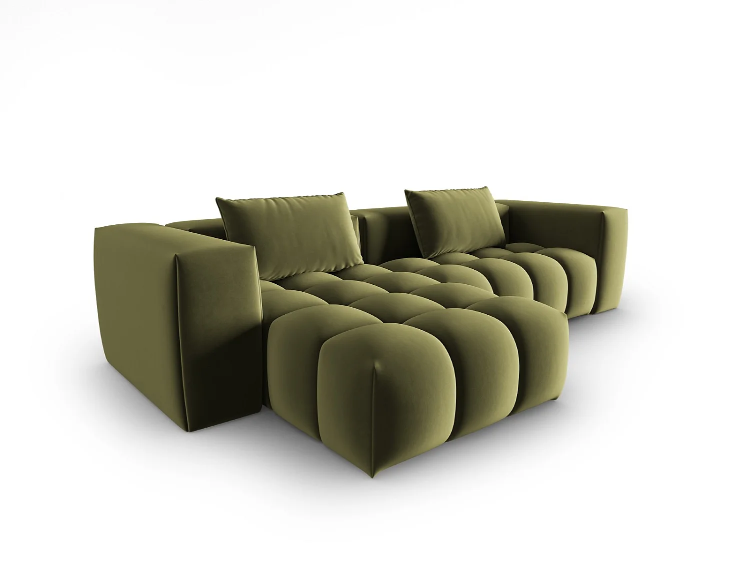 CXL by Christian Lacroix - Sofá modular de canto esquerdo "Lorella" 3 lugares em veludo verde claro - 260x145x70cm