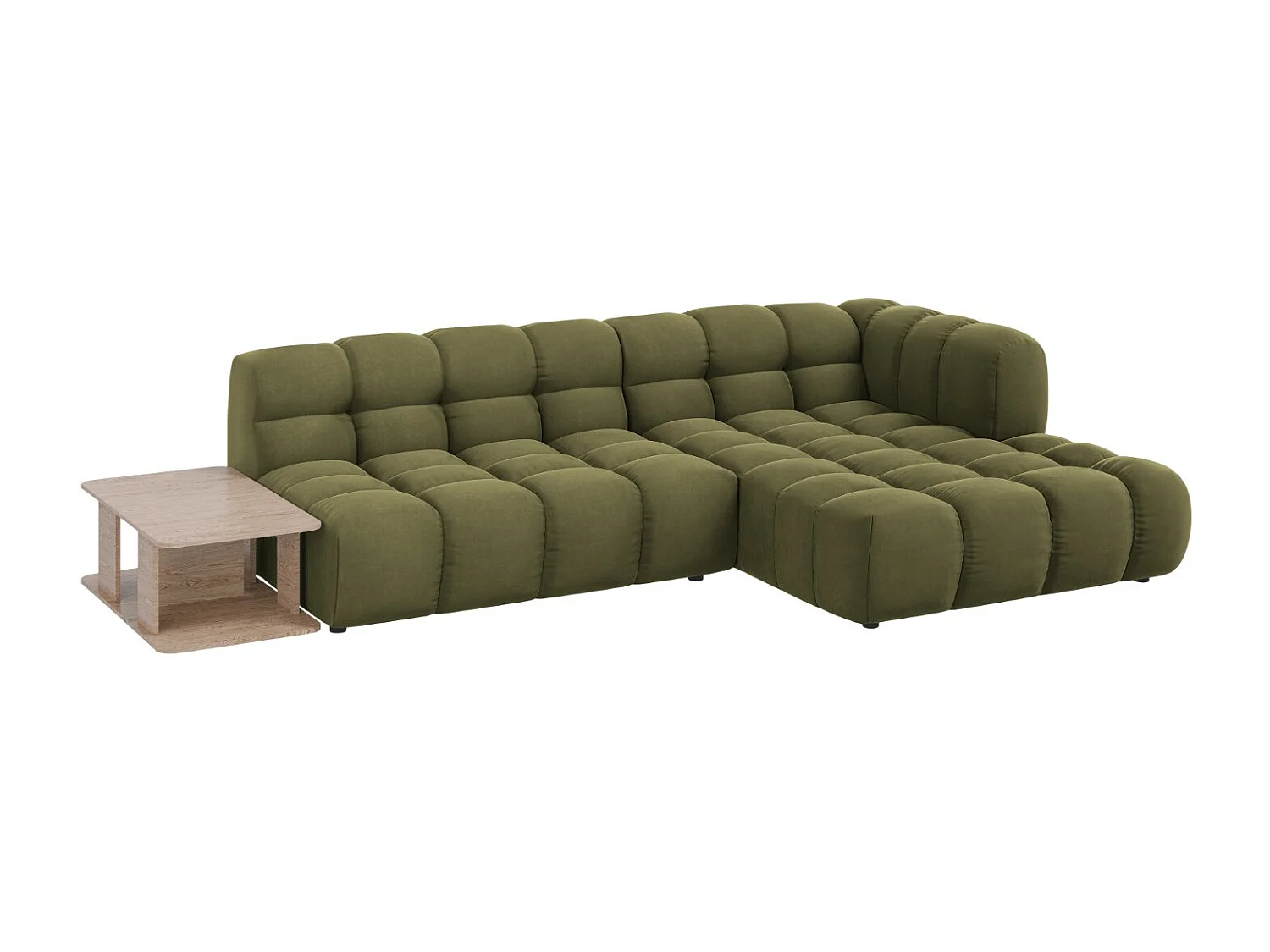 Cosmopolitan Design - Modulaire hoekbank rechts "Sky" 4 zitplaatsen, Flueel, Lichtgroen - 297x162x75cm