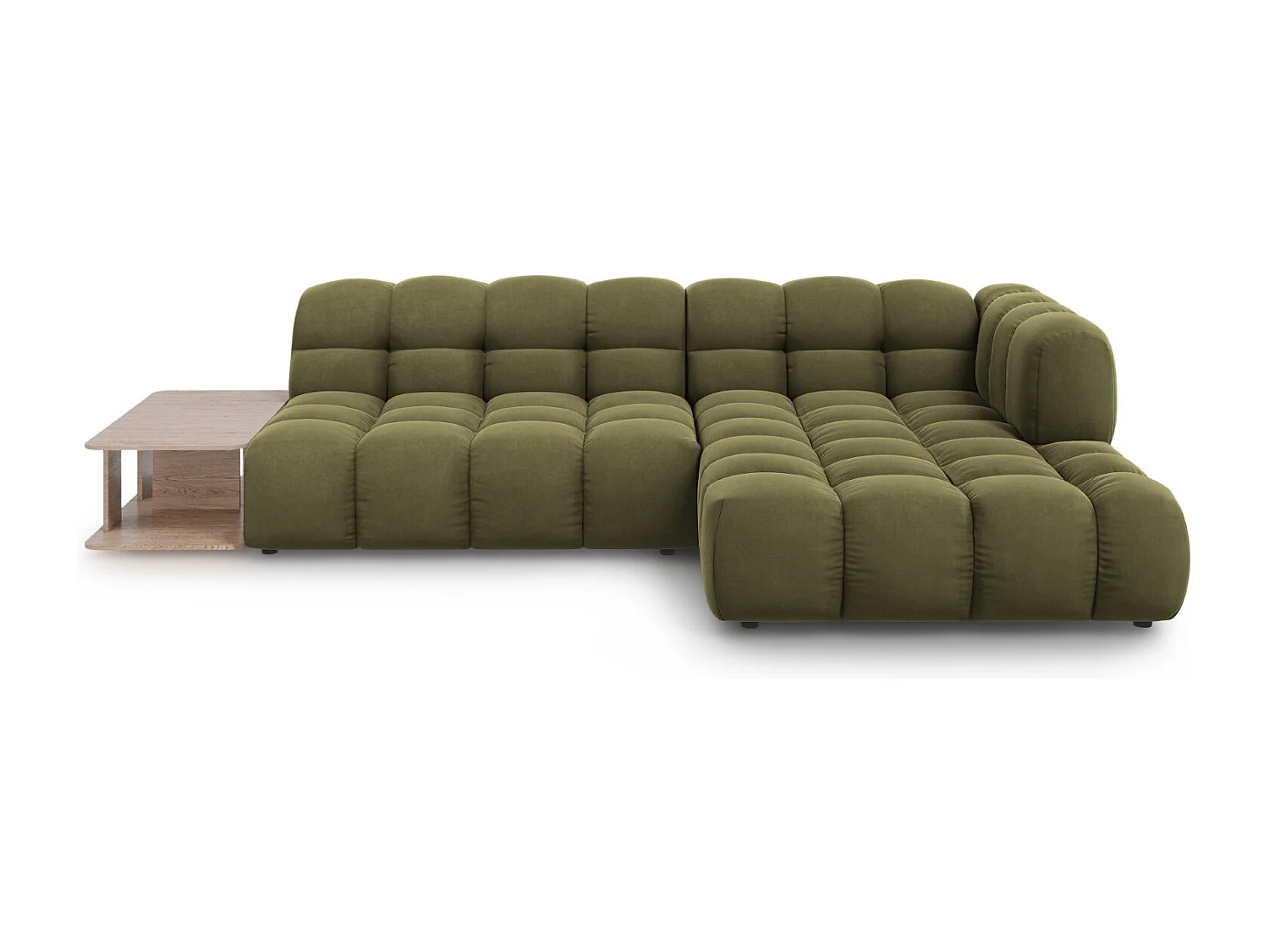 Cosmopolitan Design - Canapé d'angle droit modulable "Sky" 4 places en velours vert clair - 297x162x75cm